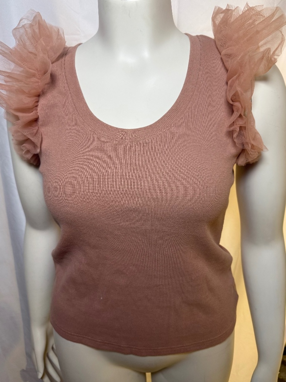 Cotton Bleu pink ruffle tutu sleeve top women's size large